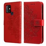 Caso di cuoio del flip orizzontale del flip orizzontale del modello di rilievo del modello 7-petalo con titolare e slot per schede e portafoglio e cornice per foto per infinix hot 10 (rosso)