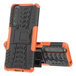 Per Sony Xperia 1 III Texture Pneumatici TPU antiurto TPU + custodia protettiva PC con supporto (arancione)