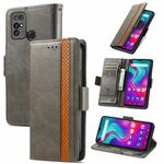 Per DOOGEE X96 Pro Caseneo Business Split Business Dual Magnetic Fibbia MAGNETICA Custodia in pelle PU con supporto e carta Slot & Portafoglio (Grigio)