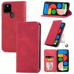 Per Google Pixel 5A 5G Pelle retrò Sensazione Business Business Magnetic orizzontale flip custodia in pelle con supporto e carte Slot e portafoglio e cornice fotografica (rosso)