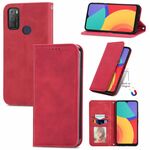 Per Alcatel 1s 2021 Retro Skin Feel Business Business Magnetic Horizontal Custodia in pelle flip con supporto e carte Slot & Portafoglio e cornice fotografica (rosso)