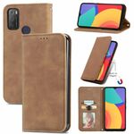 Per Alcatel 1s 2021 Retro Skin Feel Business Business Business Business Horizontal Custodia in pelle flip con supporto e carte Slot & Portafoglio e cornice fotografica (Brwon)