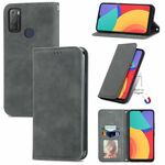 Per Alcatel 1s 2021 Retro Skin Feel Business Magnetic Business Horizontal Horizontal Custodia in pelle con supporto e carta Slot & Portafoglio e cornice fotografica (grigio)