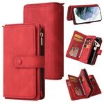 Per Samsung Galaxy S21 + 5G Sensazione della pelle PU + TPU Custodia in pelle flip orizzontale con supporto e 15 carte Slot & Portafoglio e chiusura con cerniera Pocket & Lanyard (rosso)