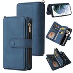 Per Samsung Galaxy S21 + 5G Sensazione della pelle PU + TPU Custodia in pelle flip orizzontale con supporto e 15 carte Slot & Portafoglio e cerniera Pocket & Lanyard (Blu)