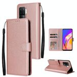 Per la custodia a flip orizzontale multifunzione multifunzionale OPPO A94 4G, con tre slot e supporto per carte e cornice e cordoniera (oro rosa)