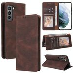 Per Samsung Galaxy S21 FE 5G Chiusura di aspirazione semplice Custodia in pelle flip orizzontale con supporto e carta Slot & Portafoglio (Brown)