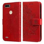 Per Tecno Pop 2 F 7-Petalo Fiori fiori Embossing Pattern Horizontal flip custodia in pelle PU con supporto e carte Slot & Portafoglio e cornice fotografica (rosso)