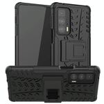 Per Motorola Edge 20 Pro texture pneumatici TPU antiurto TPU + custodia protettiva PC con supporto (nero)