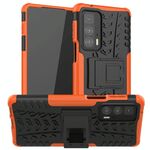 Per Motorola Edge 20 Pro Texture Pneumatico TPU antiurto TPU + custodia protettiva PC con supporto (arancione)