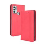 Per Motorola Moto G60S Magnetic Fibbia retrò modello in pelle flip orizzontale con supporto e carta Slot & Portafoglio (rosso)