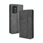 Per OPPO Reno6 4G magnetico fibbia retrò modello in pelle flip orizzontale con supporto e carta slot e portafoglio (nero)