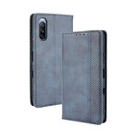 Per Sony Xperia 10 III Magnetic Fibbia retrò modello in pelle flip orizzontale con supporto e carta Slot & Portafoglio (blu)