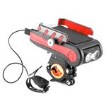 BG-2021 Bicycle Front Light 4 in 1 Porta cellulare Holder Horn Light Mountain Bike Front Light, Colore: 4000 Mah Rosso