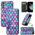 Per Motorola Edge 20 Colorful magnetic orizzontale flip custodia in pelle PU con supporto e carta Slot & Portafoglio (Bilancia viola)