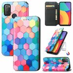 Per Alcatel 1s (2021) Custodia in pelle flip a flip orizzontale colorata con supporto e carta Slot & Portafoglio (cubo colorato)