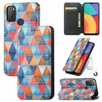 Per Alcatel 1s (2021) Custodia in pelle flip a flip orizzontale colorata con titolare e carta Slot & Portafoglio (Rhombus Mandala)