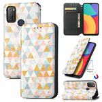 Per Alcatel 1s (2021) Custodia in pelle flip a flip orizzontale colorato con supporto e carta Slot & Portafoglio (Rhombus)