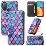 Per ALCATEL 1S (2021) Custodia in pelle flip unificata orizzontale colorata con titolare e slot per schede e portafoglio (Bilancia viola)