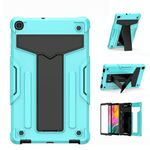 Per Samsung Galaxy Tab A8.4 (2020) T307 Staffa a forma di T Contrasto Colore antiurto PC + Custodia protettiva piatta in silicone (verde menta + nero)