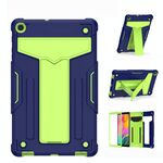 Per Samsung Galaxy Tab A8.4 (2020) T307 Staffa a forma di T Contrasto Colore antiurto PC + Custodia protettiva piatta in silicone (blu scuro + verde)