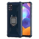 Per Samsung Galaxy A31 Custodia protettiva in fibra di carbonio con supporto per anello rotante a 360 gradi (blu)