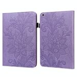 Per Samsung Galaxy Tab A 10.1 2019 T510 PICE FIORE GIOVAMENTO EMBOSSATORE HORSIONTALE Custodia in pelle a flip orizzontale con supporto e carta Slot & Portafoglio e cornice fotografica (viola)