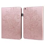 Per Samsung Galaxy Tab A 10.1 2019 T510 PICE FIORE GIOVAMENTO EMBOSSATORE Custodia orizzontale in pelle flip con titolare e slot per schede e portafoglio e cornice per foto (oro rosa)