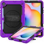 Per Samsung Galaxy Tab S6 Lite P610 Custodia protettiva antiurto in silicone colorato + PC con supporto e tracolla, tracolla e slot per penna (viola)