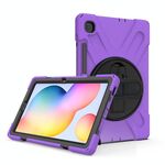 Per Samsung Galaxy Tab S6 Lite P610 Custodia protettiva antiurto in silicone colorato + PC con supporto e tracolla, tracolla e slot per penna (viola)