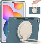 Custodia protettiva in TPU + PC antiurto con rotazione a 360 gradi Pieghevole con manico Pieghevole con impugnatura e slot per penna per Samsung Galaxy Tab S6 Lite 10,4 pollici P610 (fiordaliso blu)