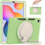 Custodia protettiva in TPU + PC antiurto con rotazione a 360 gradi con maniglia pieghevole con manico con supporto per impugnatura e slot per penna per Samsung Galaxy Tab S6 Lite 10,4 pollici P610 (Verde Matcha)