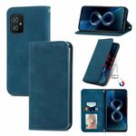 Per Asus Zenfone 8 ZS590KS Retro Skin Self Affari Business Magnetic Horizontal Custodia in pelle flip con titolare e slot per schede e portafoglio e cornice fotografica (blu)