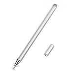 JD02 Universale Penna magnetica Cap Pan Testa Pan + Panno in fibra 2 in 1 Penna stilo per tablet intelligenti e telefoni cellulari (argento)
