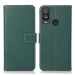 Per Alcatel 1L 2021 Litchi Texture PU + TPU Custodia a flip orizzontale orizzontale con titolare e slot per schede e portafoglio (verde scuro)