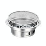 Famiglia in acciaio inox Acciaio inossidabile Barbecue Stufa per esterni Camping Portabicchiere portatile Set di stufa a carbone, Dimensioni: 35 cm (corpo stufa + rete BBQ)