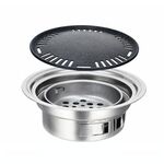 Famiglia in acciaio inox carbone di carbone barbecue Stufa da campeggio all'aperto Camping portatile Set di stufa a carbone portatile, Dimensioni: 35 cm (corpo stufa + bakeware)