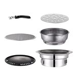 Famiglia in acciaio inox Acciaio inossidabile Barbecue Stufa per esterni Camping portatile Set di stufa a carbone portatile, Dimensioni: 40 cm (set completo senza griglia)