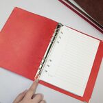 Notebook a griglia a foglia larga in ecopelle A5, Stile: Core interno del filo orizzontale Cornell (rosso)