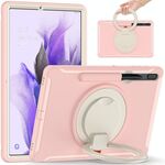 Per Samsung Galaxy Tab S8 + / TAB S8 PLUS / TAB S7 FE / TAB S7 + / S7 FE / TAB S7 + / S7 FE 12,4 pollici T970 TPU antiurto TPU + custodia protettiva per PC con rotazione a 360 gradi Pieghevole con impugnatura Porta a presa e slot per penna (fiori di cilie