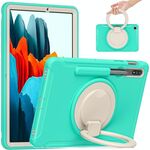 Per Samsung Galaxy Tab S8 / GALAXY TAB S7 870 custodia protettiva TPU + PC antiurto con rotazione a 360 gradi con maniglia pieghevole con maniglia pieghevole e slot a penna (verde menta)