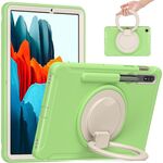 Per Samsung Galaxy Tab S8 / GALAXY TAB S7 870 Custodia protettiva TPU + PC antiurto con rotazione a 360 gradi Pieghevole con impugnatura con impugnatura con maniglia pieghevole e slot per penna (verde matcha verde)