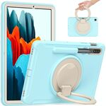 Per Samsung Galaxy Tab S8 / Galaxy Tab S7 870 TPU antiurto TPU + custodia protettiva per PC con rotazione a 360 gradi Pieghevole con manico Pieghevole con supporto per impugnatura e slot per penna (blu cristallo blu)
