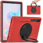 Per Samsung Galaxy Tab S6 T860 custodia protettiva TPU + PC T860 con rotazione a 360 gradi con maniglia pieghevole con impugnatura a impugnatura e slot a penna (rosso)