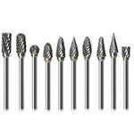 10 pz / set in lega duri in lega di tungsteno in acciaio a testa double pattern rotating fresatura taglierina testa radice coltello da intaglio, stile: scatola blu