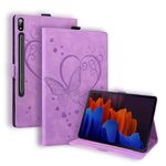 Per Samsung Tab S7 + T970 T976b Love Butterfly Pattern Caso in pelle flip orizzontale con supporto (viola)