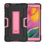 Per Galaxy Tab A 8.0 (2019) T290 Custodia in silicone a contrasto di colore + PC con supporto (nero + rosa rossa)