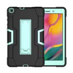 Per Galaxy Tab A 8.0 (2019) T290 Custodia combinata in silicone a colori a contrasto + PC con supporto (nero + acqua)