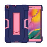 Per Galaxy Tab A 8.0 (2019) T290 Custodia combinata in silicone a contrasto di colore + PC con supporto (blu navy + rosa rossa)