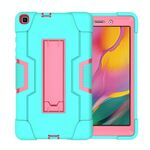 Per Galaxy Tab A 8.0 (2019) T290 Custodia combinata in silicone a colori a contrasto + PC con supporto (Aqua + Rose Red)